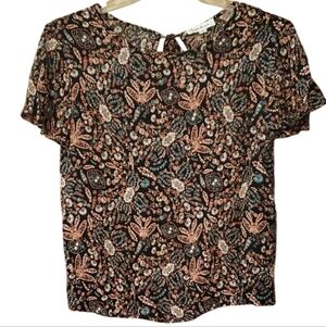 Cloud Chaser NWOT Black & Rust Rayon Floral Flowy Top Juniors Medium